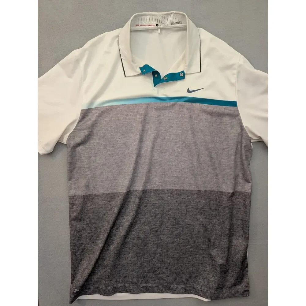 Nike Tiger Woods Collection Polo Shirt Mens L Gray Designer Performance Golf - Picture 1 of 6